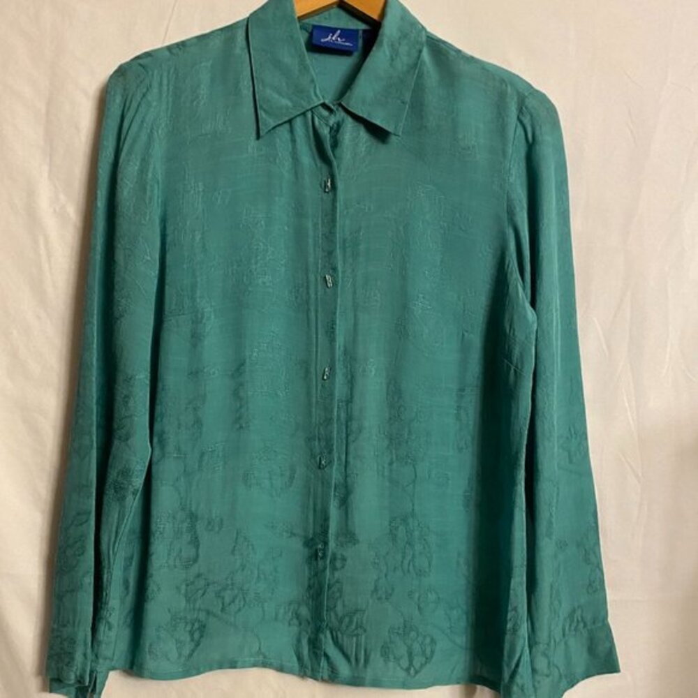 J.H. Collectibles Long Sleeve Green Blouse M NWT